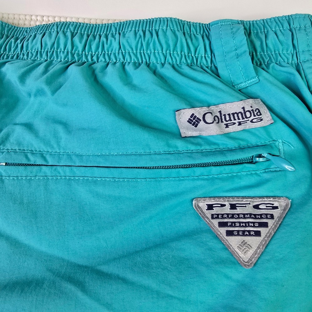 Columbia PFG Backcast Mens Performance Fishing Shorts Teal Blue Omni-Shade Large - Picture 10 of 12